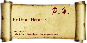 Priher Henrik névjegykártya